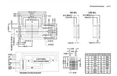 8 X 2 Chế độ màu xám Màn hình LCD STN 6&amp;#39;Clock Góc nhìn S6A0069 Bộ điều khiển Tiêu chuẩn ISO