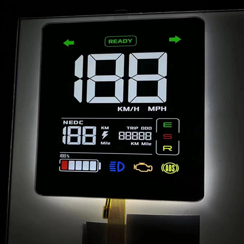 Custom VA Đen phân khúc màn hình LCD in màu sắc cho xe Dashboard 7 phân khúc màn hình 4 chữ số màn hình LCD PIN Connect