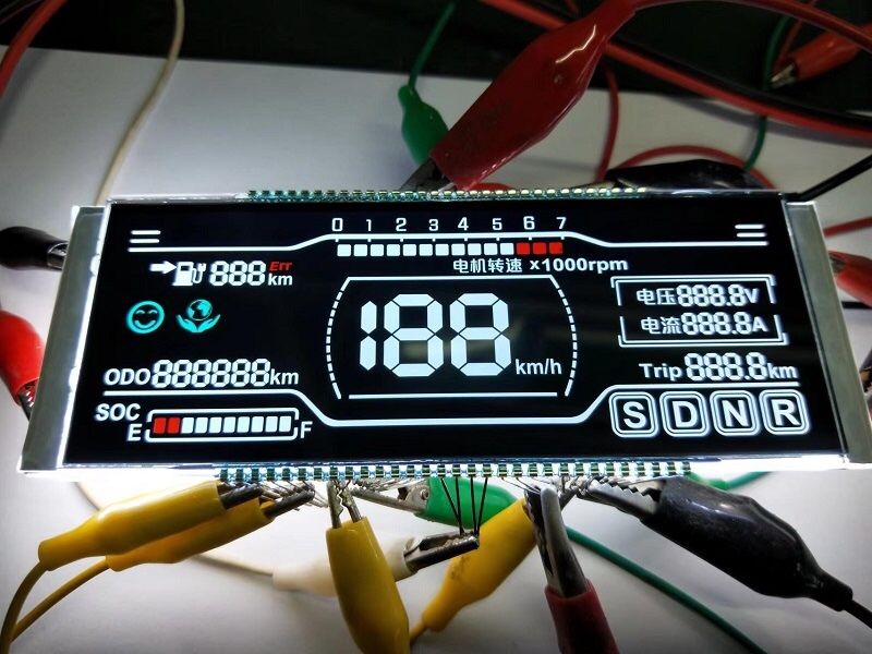 Custom VA Đen phân khúc màn hình LCD in màu sắc cho xe Dashboard 7 phân khúc màn hình 4 chữ số màn hình LCD PIN Connect