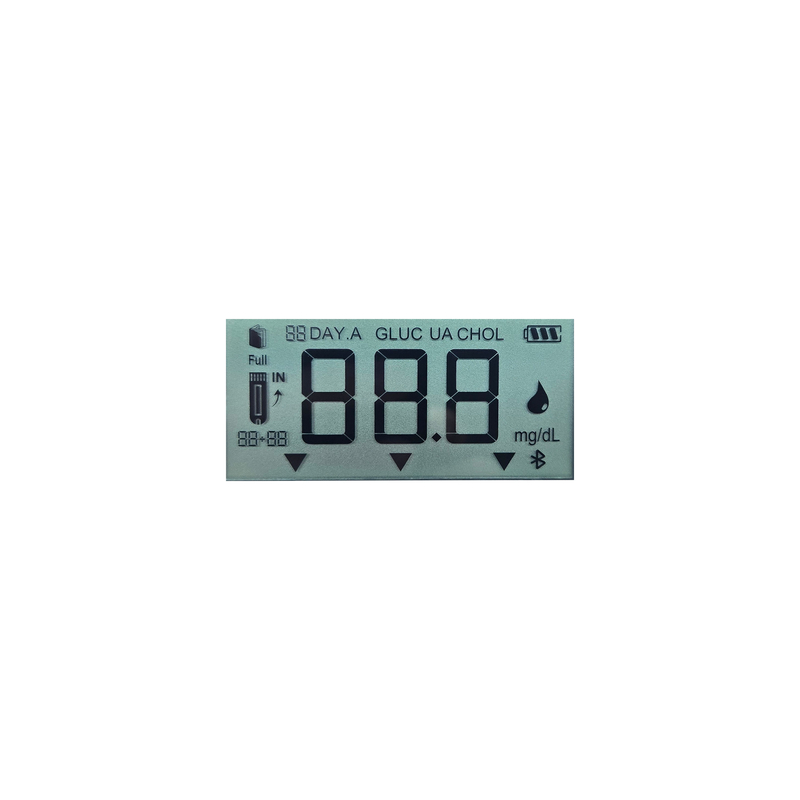 Hiển thị màn hình LCD tuân thủ ROHS tùy chỉnh 7 Phân đoạn 3.0 Màn hình LCD phân đoạn điện áp điện áp cho Glucometer