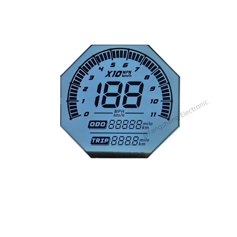Màn hình hiển thị HTN có hình dạng bất thường tùy chỉnh cho xe máy 6 O'CLOCK 7 Tấm kính LCD phân đoạn