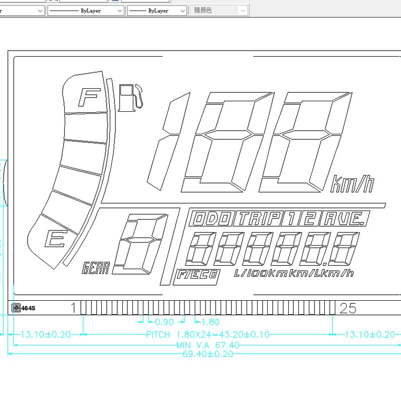 Màn hình LCD đo tốc độ tùy chỉnh Màn hình LCD 7 đoạn cho xe máy và xe điện (EV)
