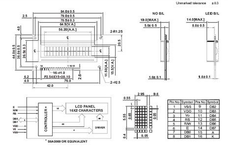 Chế độ màu xám truyền qua màn hình LCD STN Màn hình 16 X 2 Màn hình LCD với nhiệm vụ 1/16
