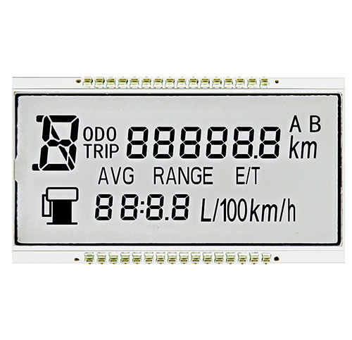 Màn hình LCD STN tích cực tùy chỉnh Hiển thị bảy phân đoạn cho bảng điều khiển xe ô tô 1/4