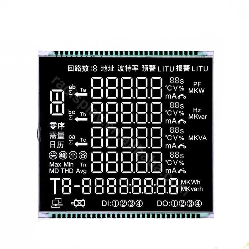 Màn hình LCD 3,3V VA với chân Matel Kết nối màn hình LCD nền đen cho đồng hồ đo năng lượng