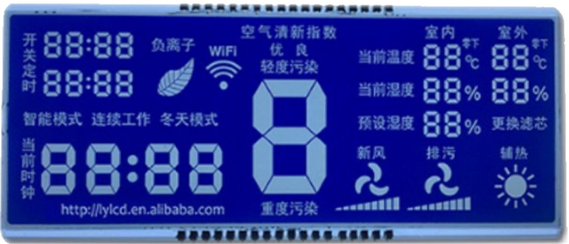 Bảng điều khiển màn hình LCD 2,8 V HTN Tùy chỉnh Bảy phân đoạn LED trắng tương phản cao
