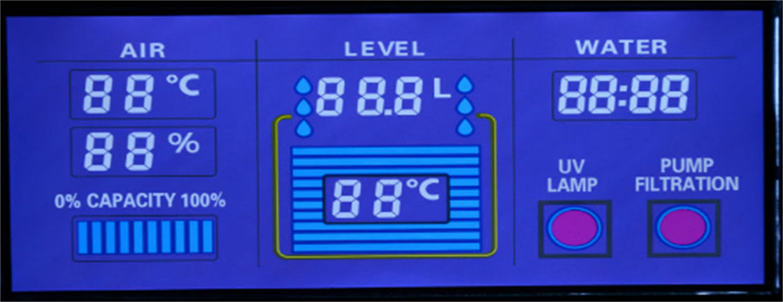 Bảng điều khiển màn hình LCD 2,8 V HTN Tùy chỉnh Bảy phân đoạn LED trắng tương phản cao